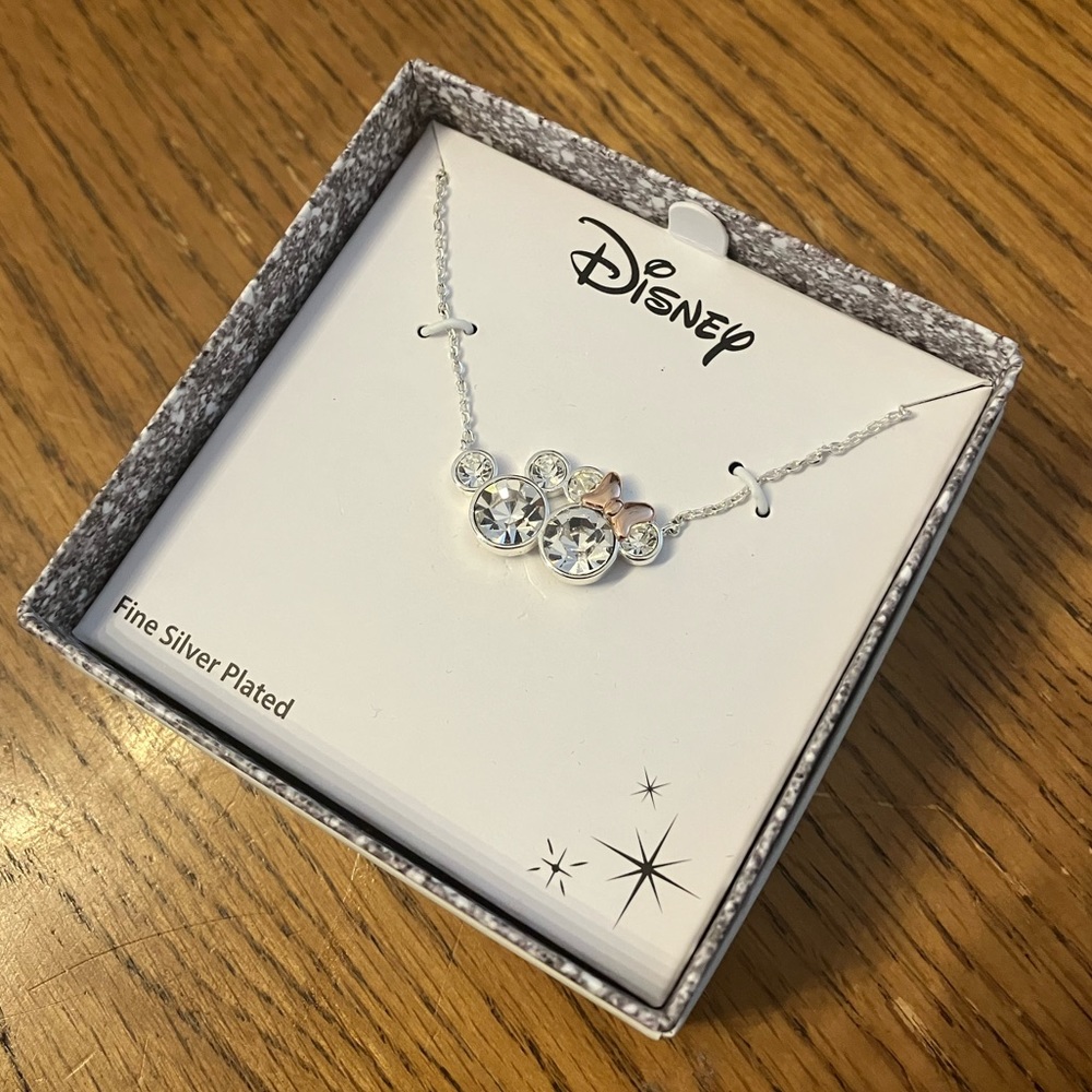 Mickey and Minnie fine silver plated Brass necklace ❤️